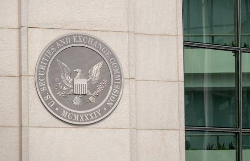 US Securities and Exchange Commission (SEC) building facade with SEC emblem